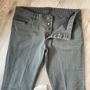 THEORY Mens Cotton Gray 4 Button Fly Pants